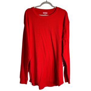 Encrypted Supply Co Shirt Womens Large Red Thermal Waffle Knit Long Sleeve NWT